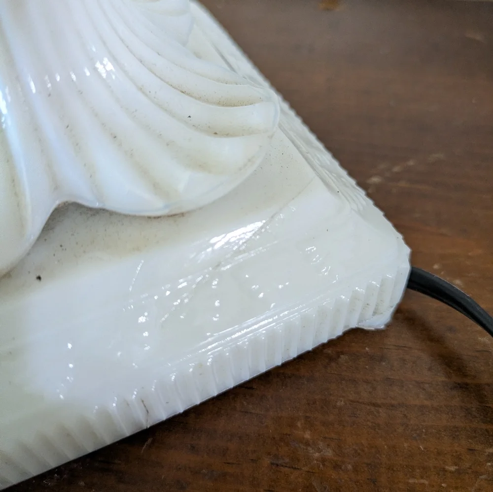 Vintage Hollywood Regency Milk Glass & Brass Prism Lamp - Antique Style ROF